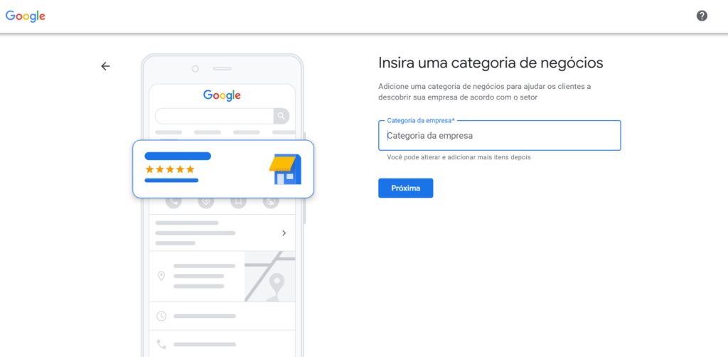 colocar minha empresa no google maps: categoria de negócio