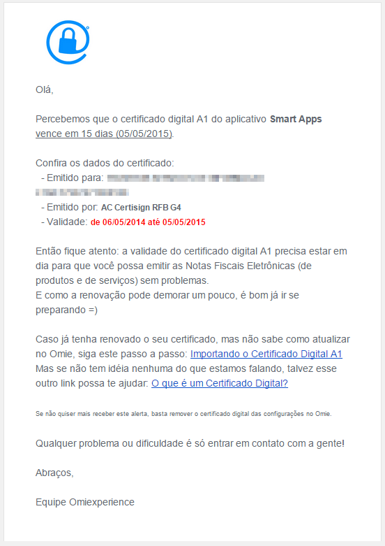 vencimento certificado digital sistema de gestao empresarial