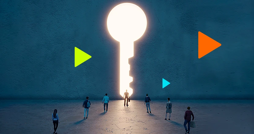 O que é empreendedorismo: pessoas entrando em portal em forma de chave