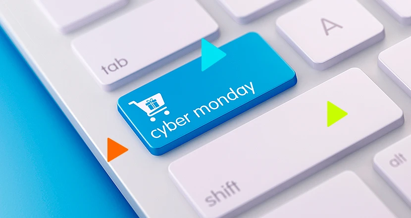 tecla de computador Cyber Monday com carrinho de compras